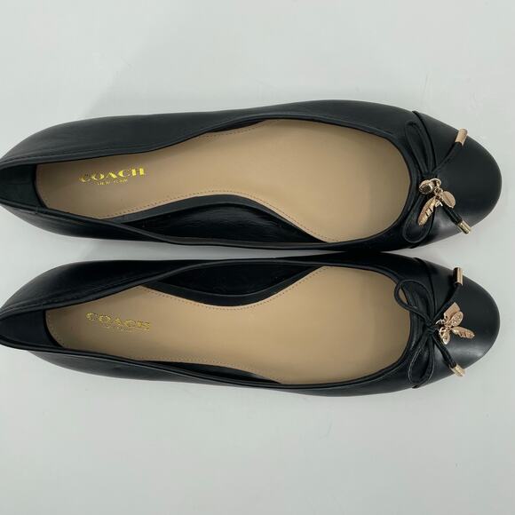 Coach Women's Noella Leather Ballet Flats, Sz. 10B, Black Quiet Luxury Neutral - Picture 7 of 11